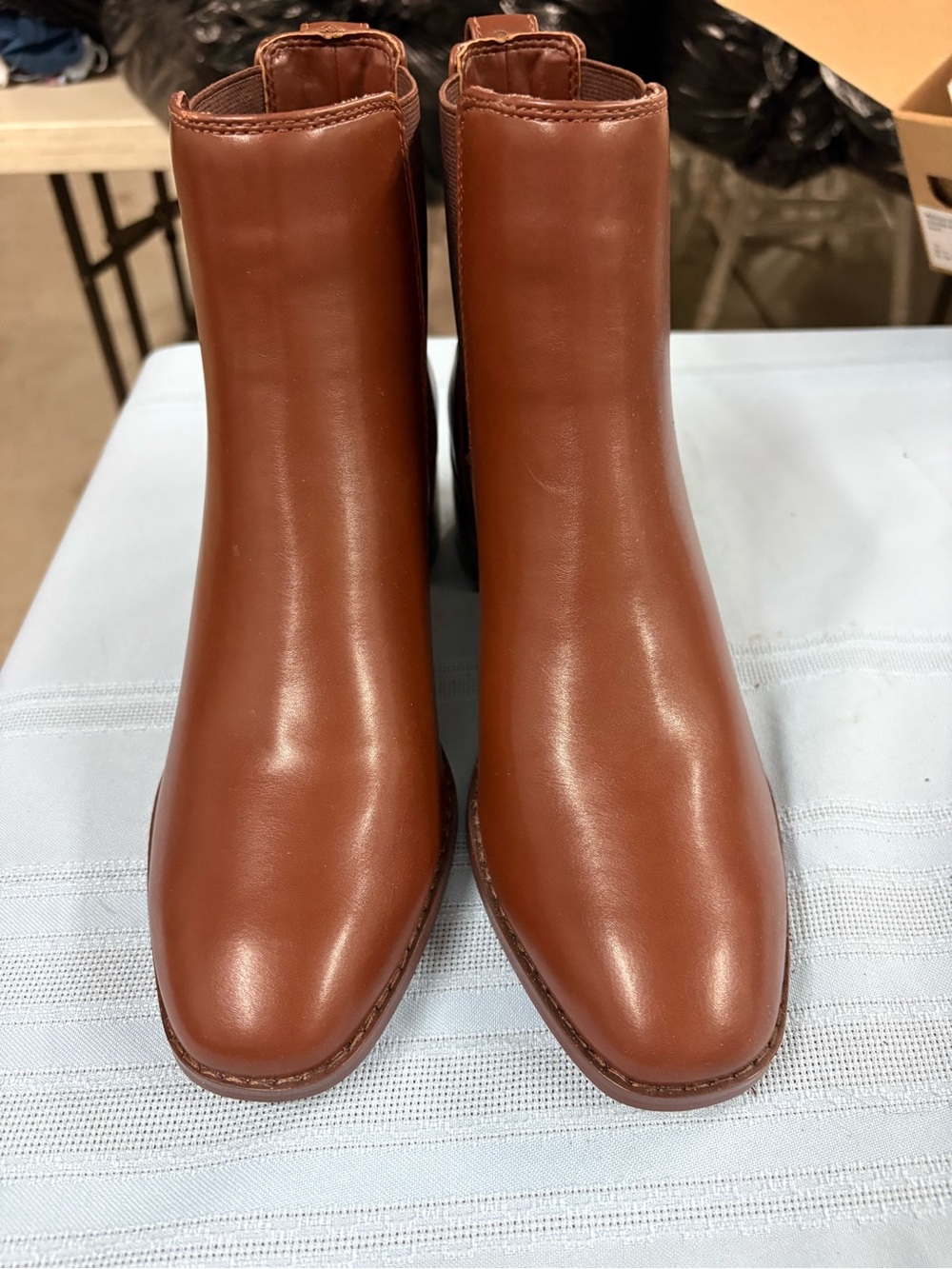 J. Crew Factory Smooth Chestnut Brown Leather Ankle Boots